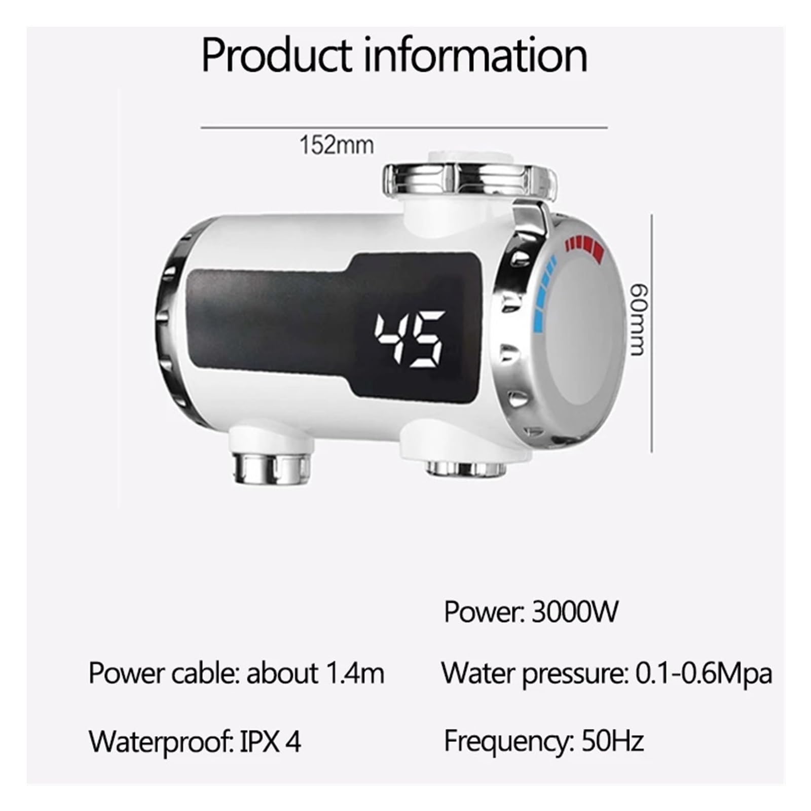 Rubinetto Elettrico Istantaneo da 3000 W Riscaldamento Rapido Scaldabagno Elettrico Scaldabagno Caldo E Freddo Doppia Uscita Riscaldamento Istantaneo LCD La Sicurezza Efficiente
