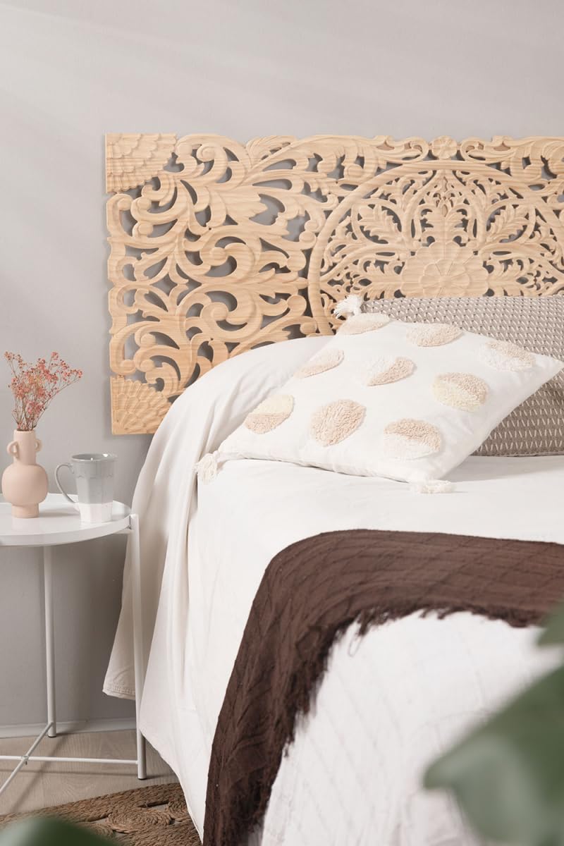 Regalos Miguel - Muebles - Cabecero Mandala Dala Madera para Camas de 160 y 150 cm - Madera Natural