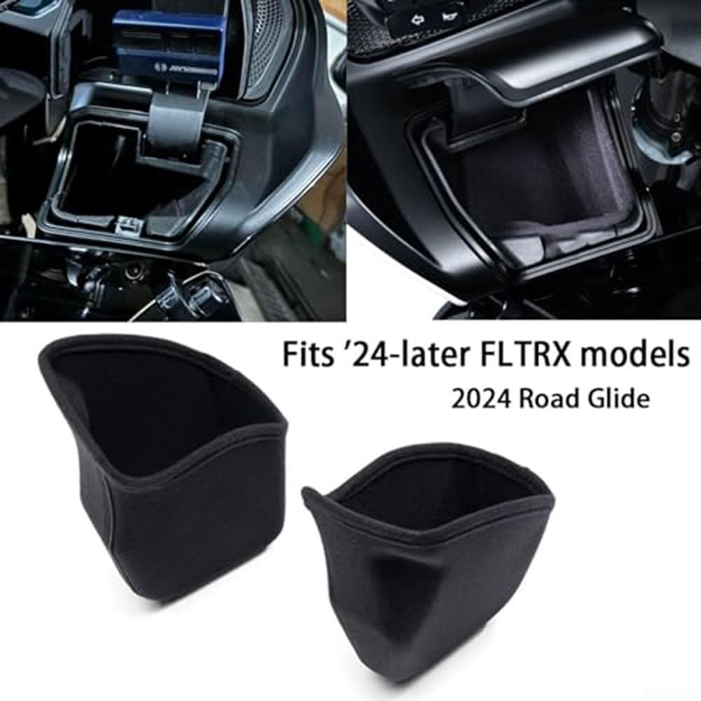 Doublure de boîte à gants de moto Fltrxse Touring Series - Organiseur de rangement épais absorbant les chocs - Accessoire intérieur en tissu noir (doublure de boîte à gants)