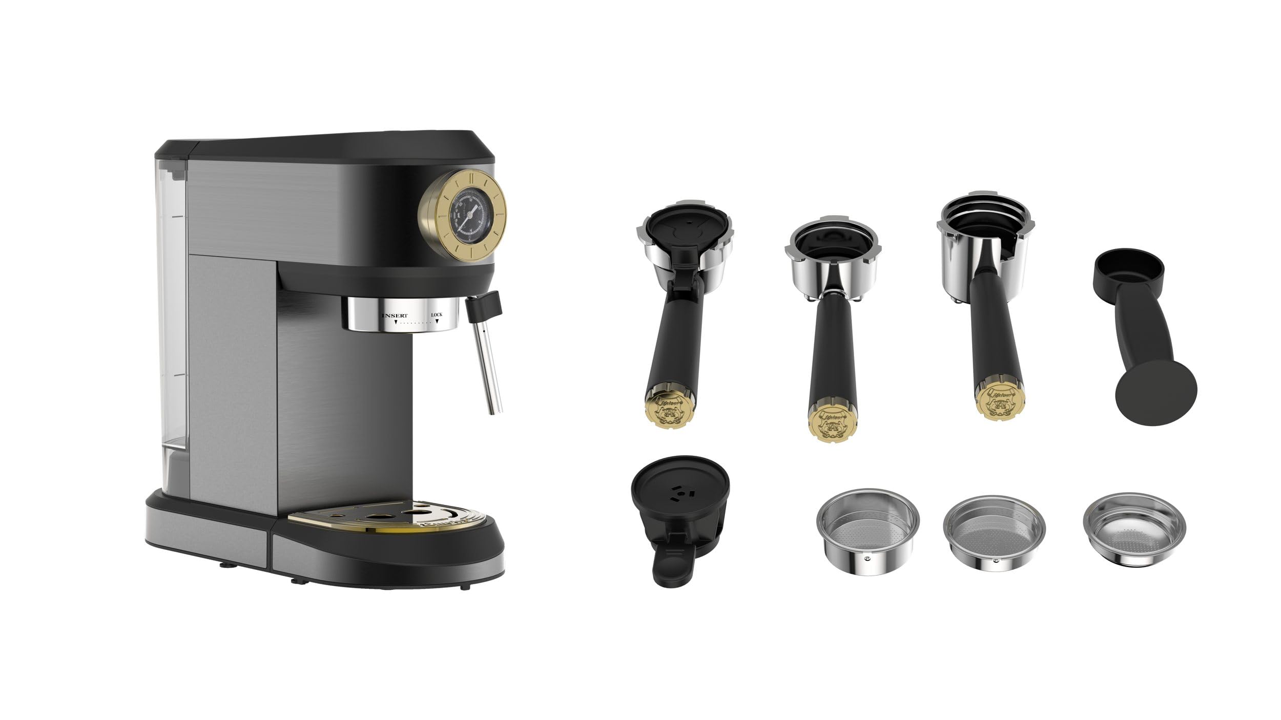 Kaiser Empire M 2530 Em Mikrowelle 25L Mikrowellenherd mit Heißluft Grill 25 Funktionen + Kaffeemaschine KA 2005 Em Empire Siebträger-Espressomaschine,19 bar