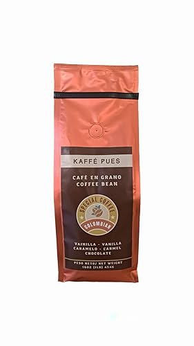 KAFFÉ PUES Café colombiano especial, café de tostado oscuro medio en grano entero, 16 onzas (1 libra)