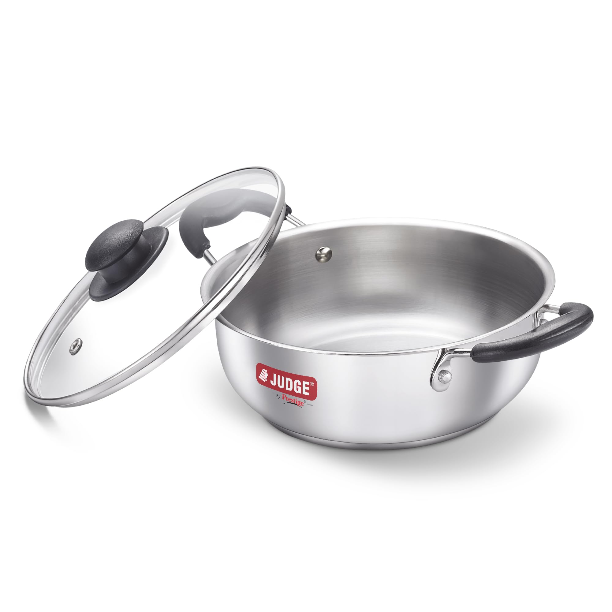 Judge by Prestige 24cm (3L) Classic Stainless Steel Kadai with Glass Lid | Gas and Induction Compatible |Even Heat Distribution |Sturdy Handles (B0C8HRJPC5) Amazon Price History, Amazon Price Tracker