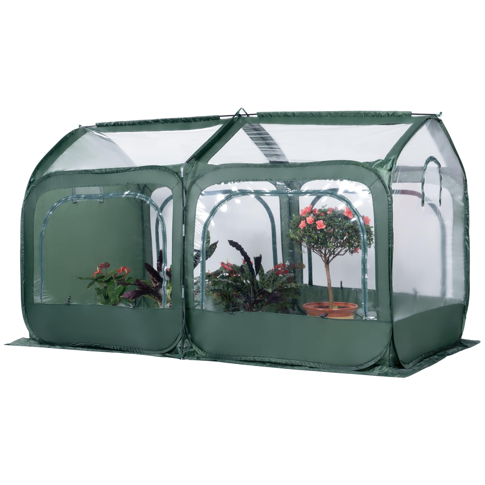 Seven Colors House Portable Mini Greenhouse Fiberglass Poles Pop-up Plant Greenhouse for Outdoor Waterproof & UV Protected Green House with Roll-up Zipper Entry Windows 93"x49"x53"
