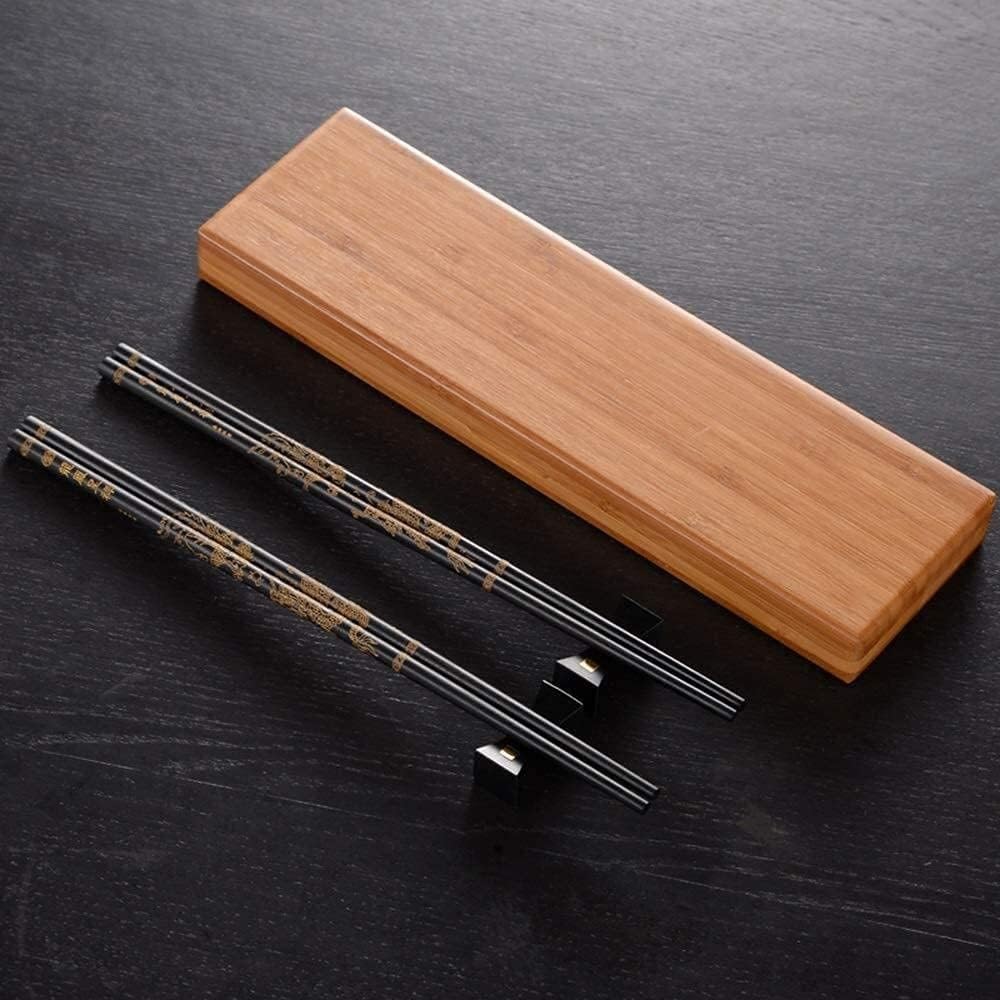 baguettes japonaises cooking chopsticks Vaisselle asiatique haut de gamme en ébène réutilisable, portable, anti-brûlure, en bois pur, ménage