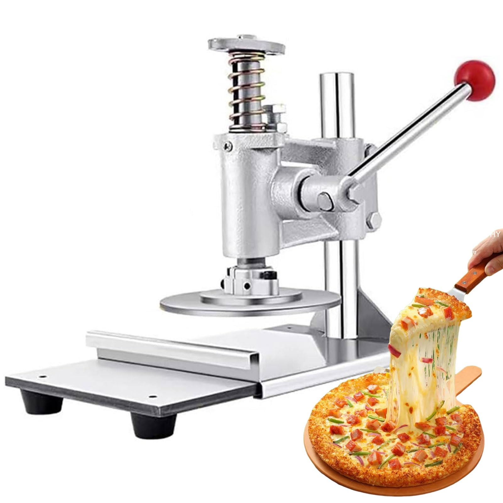 QUTBAG Pressa per Impasto per Pizza, Pressa per Pizza in Acciaio Inossidabile con Spessore Regolabile, Piastra per pressa per Crosta di Pizza Commerciale per Fogli Chapati per Tortilla, Pasticceria