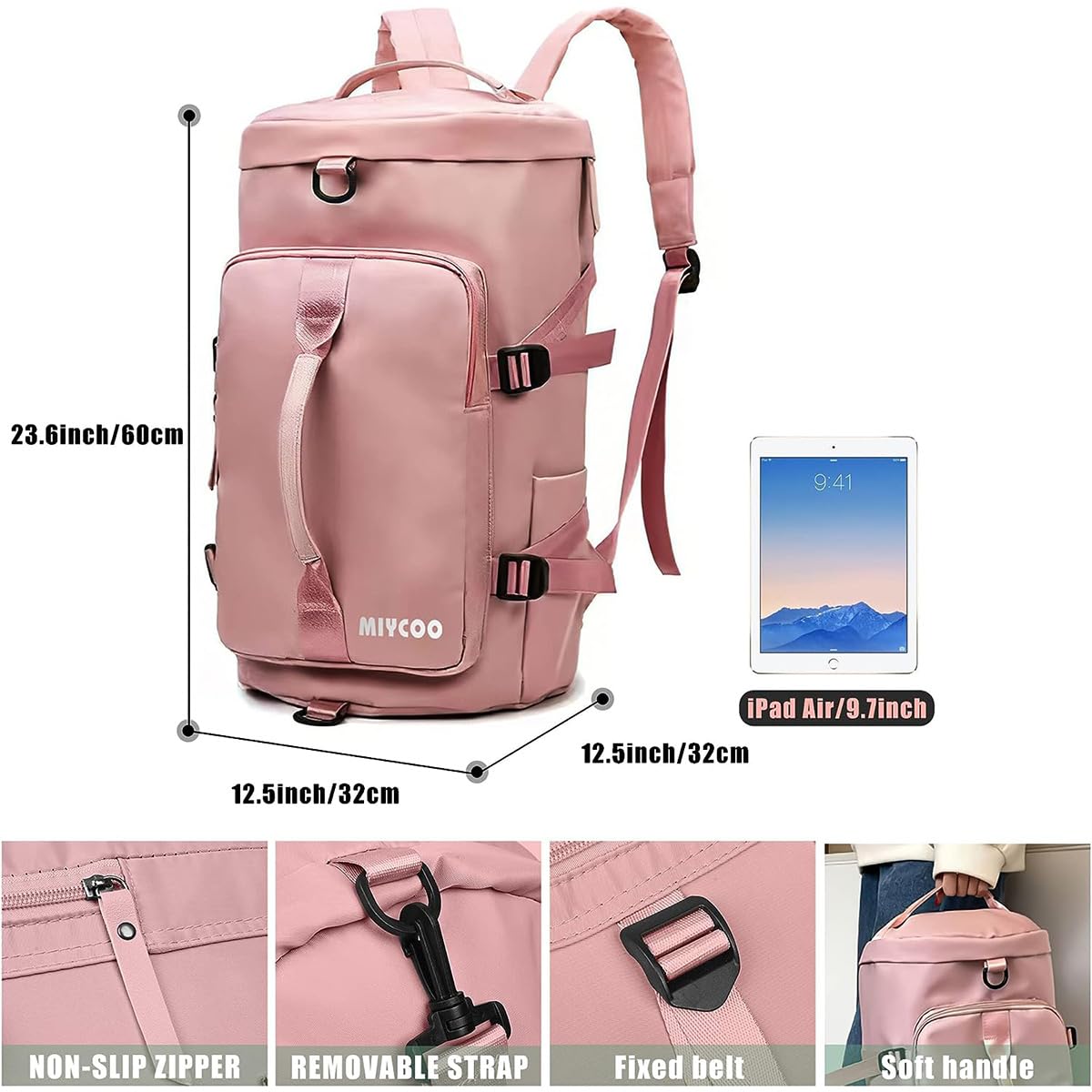 MIYCOO Sporttasche Für Frauen & Männer – Duffel Bag Mit Schuhfach, Nassfach, 2 Flaschenhaltern, Wasserfest