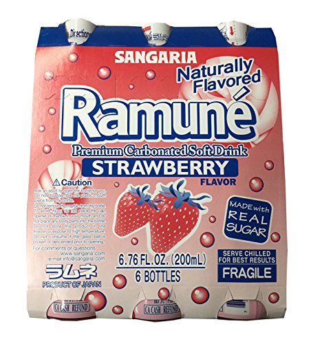 japanese soda strawberry - Sangaria Ramune Premium Carbonated Soft Drink 6.76 fl oz per Bottle (Strawberry, 6 Bottle)