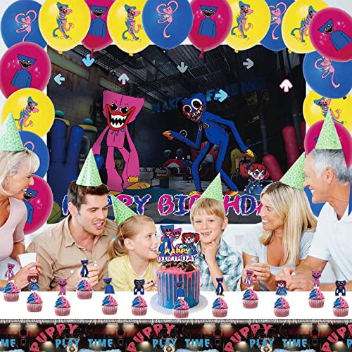 ballon huggy wuggy,Poppy Playtime Fêtes Décorations,Bannière de fête d'anniversaire /Balloons/caketoppers,Huggy Wuggy pour Fournitures De Fête des Enfant Cover