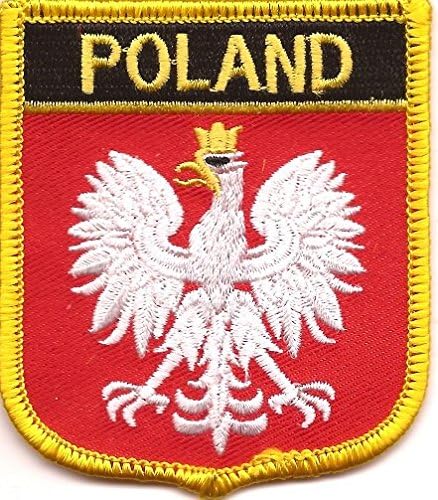 Poland Flag Sew-On Shield Morale Patch / International Embroidered Travel Badge Collection (Polish #2 Crest, 2.75" x 2.35")