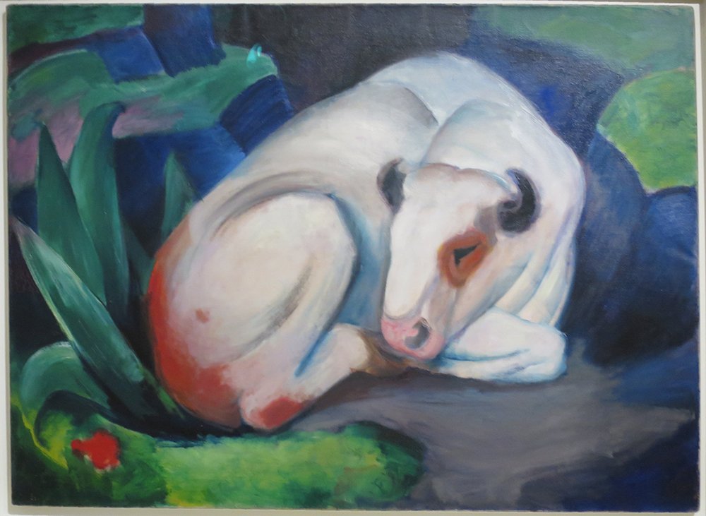 Tableau Franz Marc Bull grand format pour un salon moderne chic