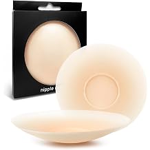 Wizstar Nipple Covers for Women Silicone Sticky Bra Reusable Adhesive Pasties Glue-Free Center Shields Nipples