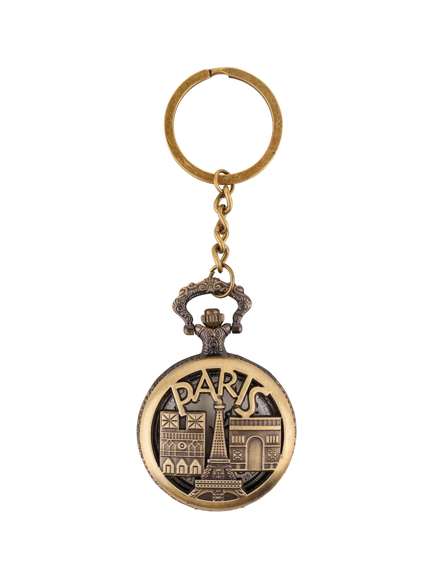 RainSoundMetal Paris Eiffel Tower Pocket Watch Keychain
