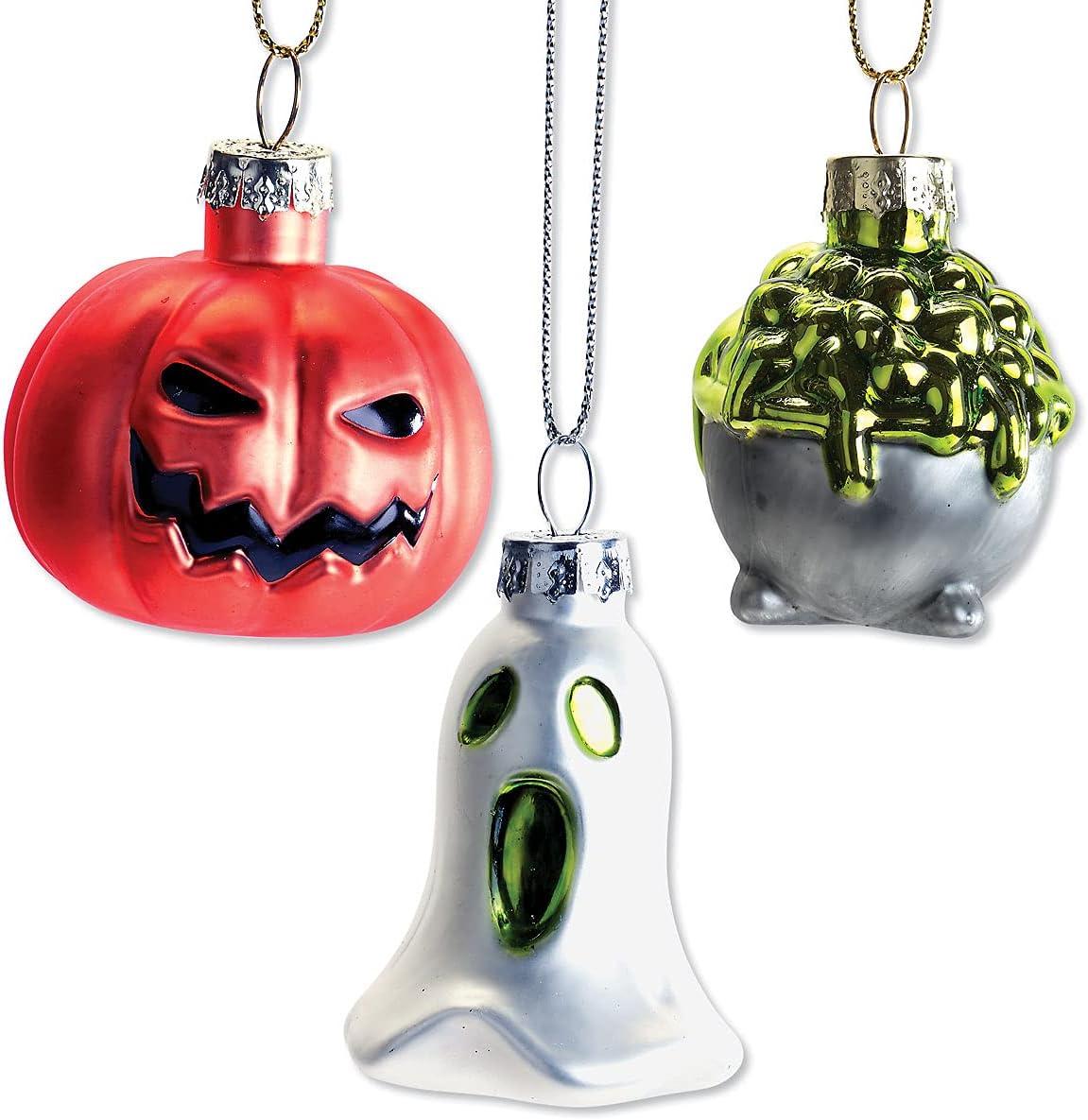 Lillian Vernon Glass Halloween Figures Ornaments - Set of 12, Holiday Home Décor, Ghost, Jack, Witches Hat - Image 3