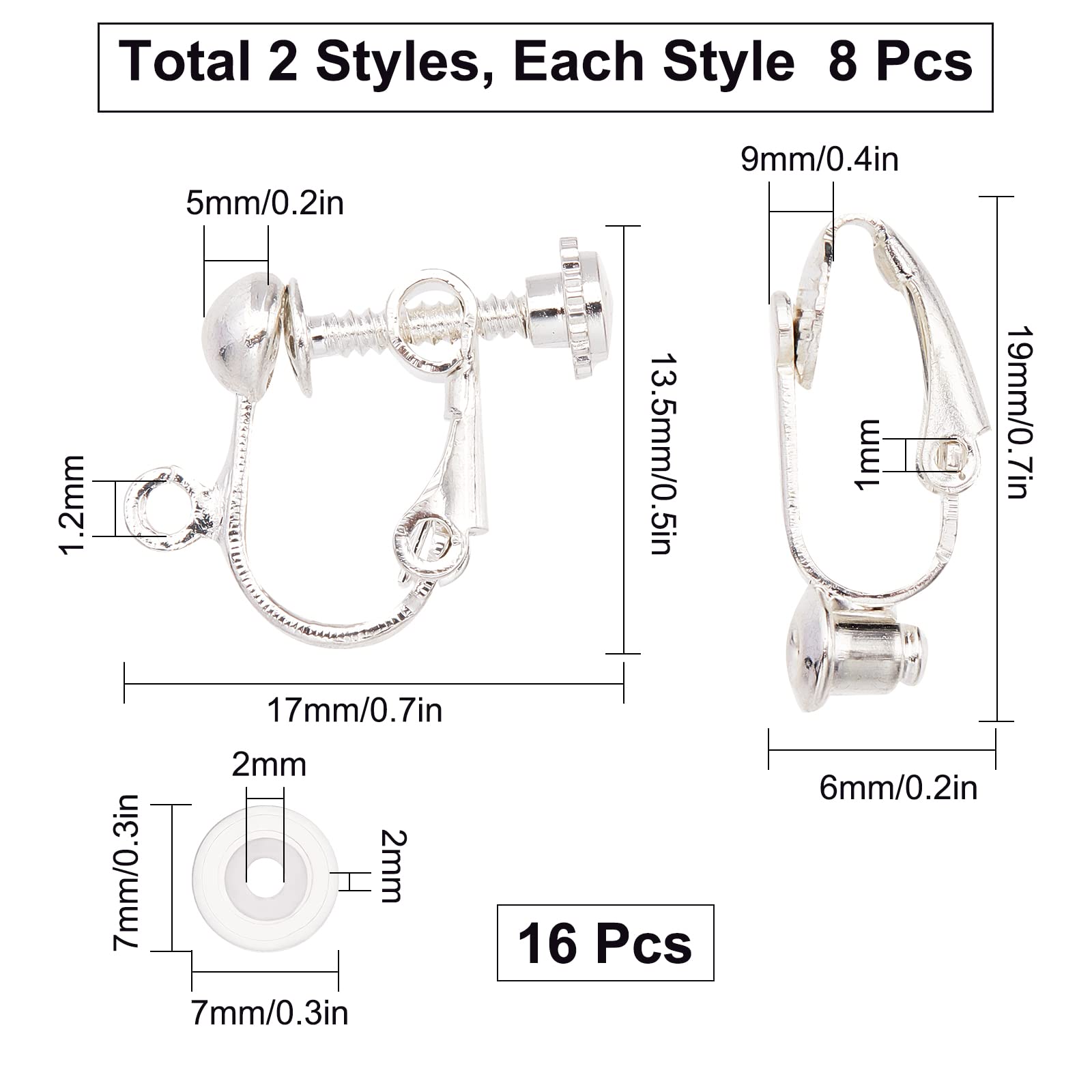 SUNNYCLUE 1 Box Clip on Earrings Findings Earring Converters Silver Non Pierced Ears Brass Earring interchangeable findings for Jewellery Making Accessories DIY Earrings Crafting Supplies - Image 2
