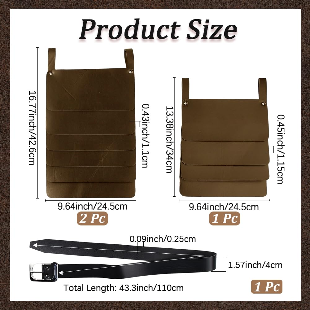 CALFOVERA Viking Wide Waist Belt Armor Mercenary Knights Skirt Medieval Retro Three-Sided Thigh Armor Skirt PU Leather with Wide Buckle Belt for LARP Cosplay Costume Make-up Party (Brown) - Image 2