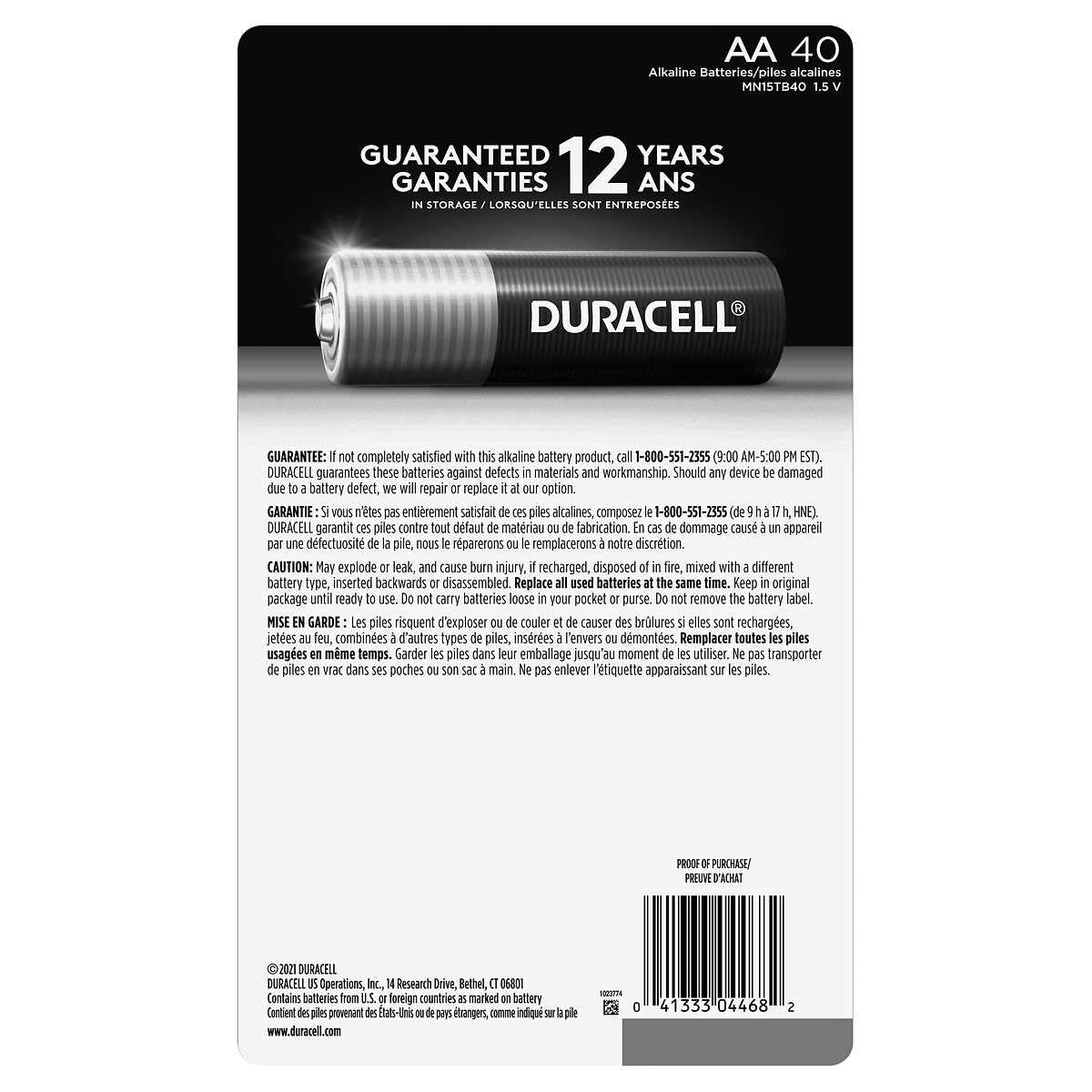 Duracell Coppertop Alkaline AA Batteries, 40-count, BROWN