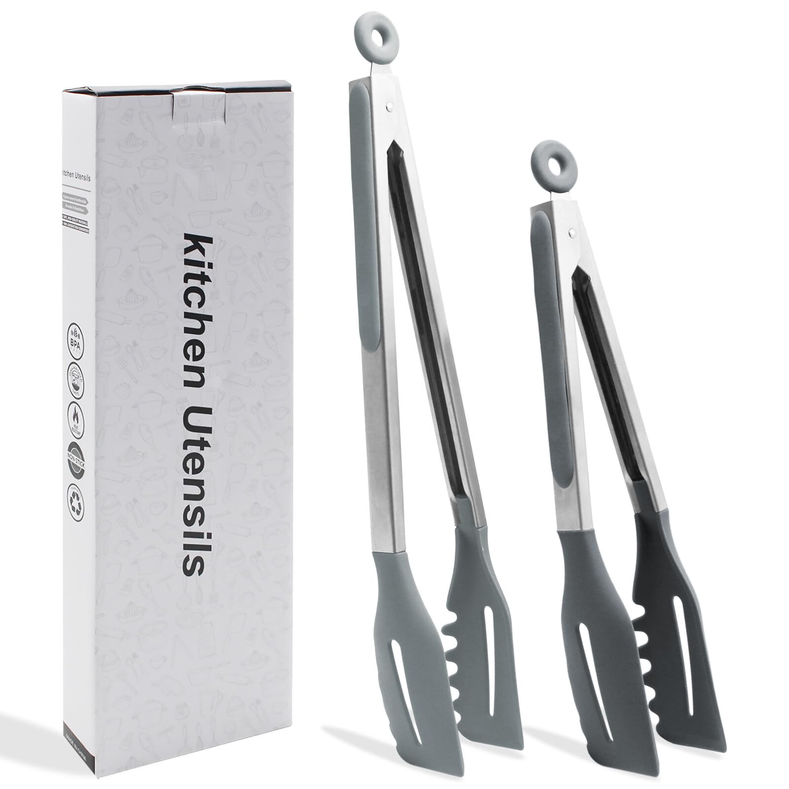 Ksvaye Set De 3 Pinces De Cuisine En Silicone - Résistant à La Chaleur 260°C - Pour Air Fryer, BBQ, Salade - Vert