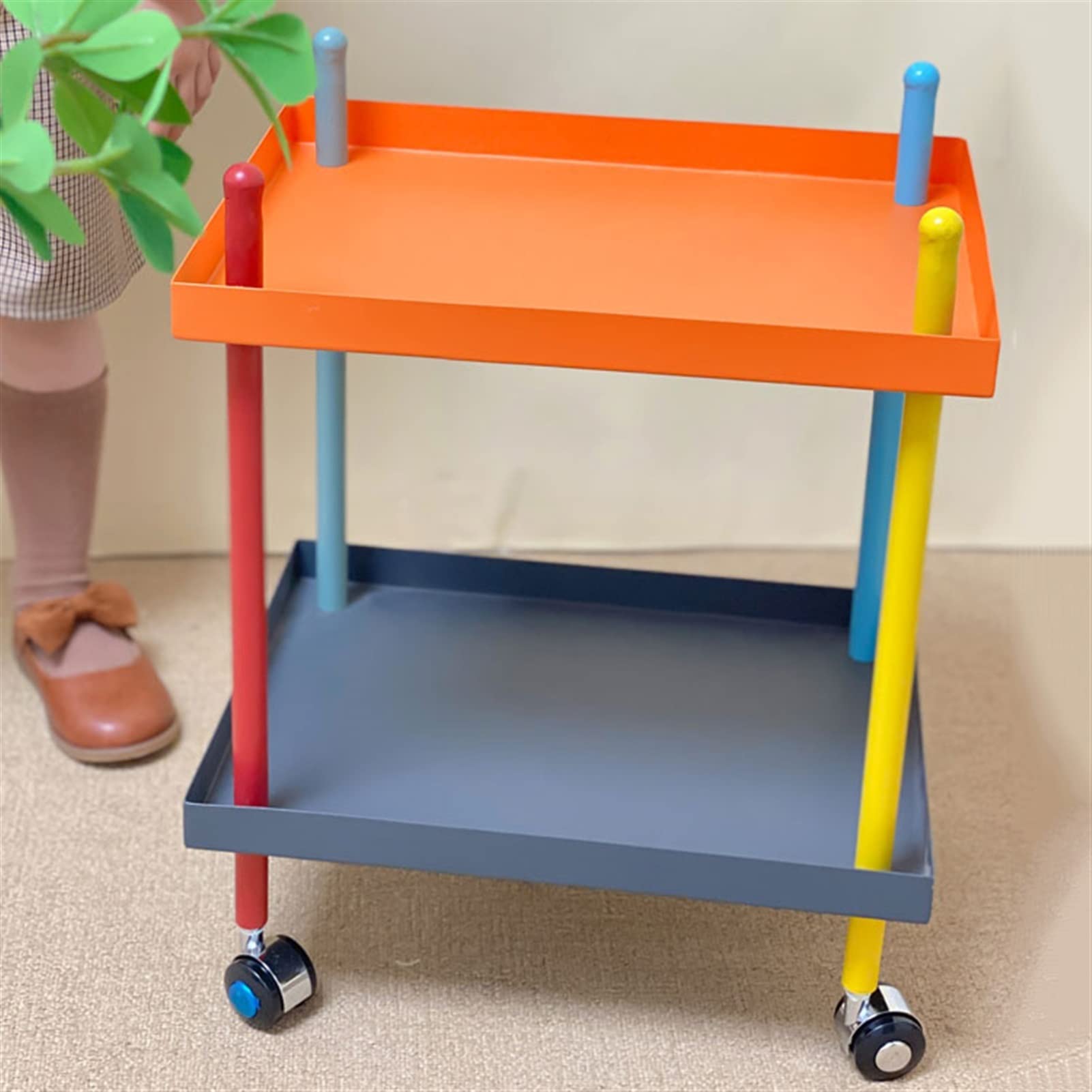 Side Table End Table Creative Side Table Iron Coffee Table 2-Layer Small Coffee Table Sofa Bedside Table Living Room Bedroom Locker Tea Table Coffee Table