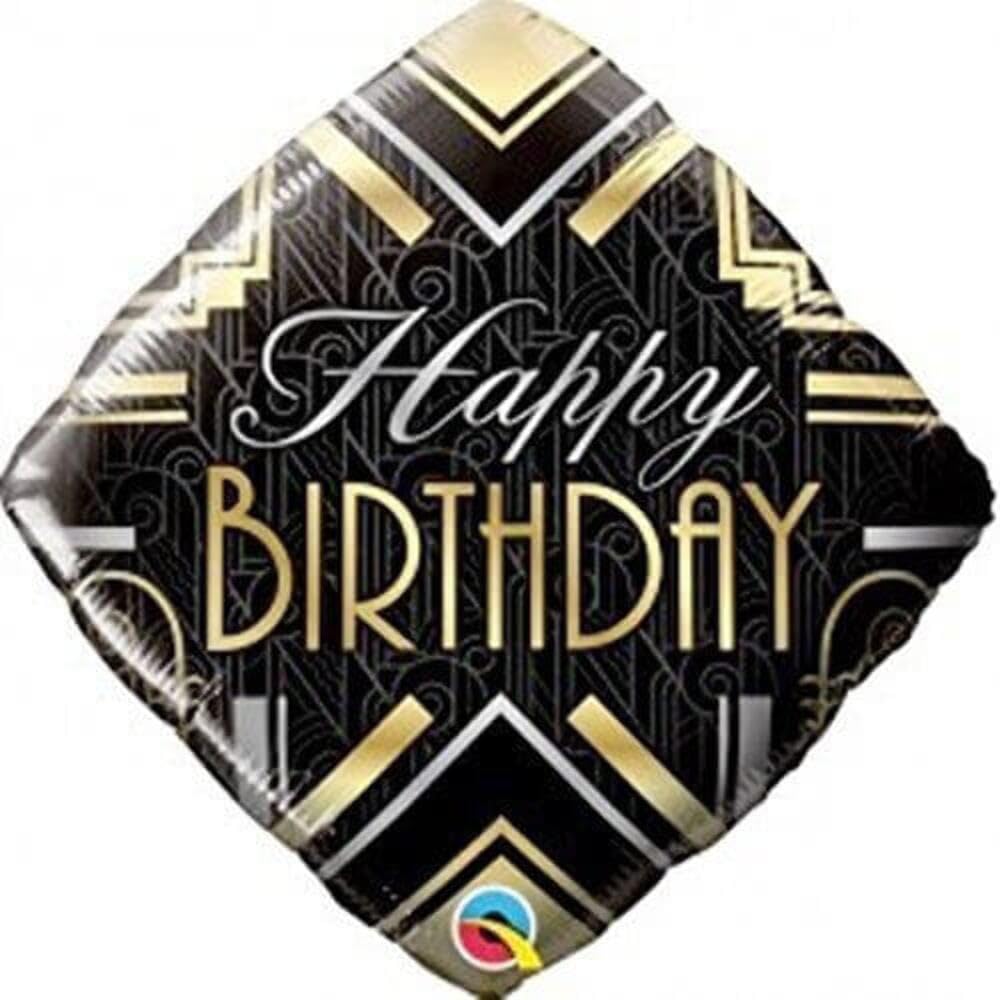Birthday Art Deco Foil Balloon, 18-Inch Size