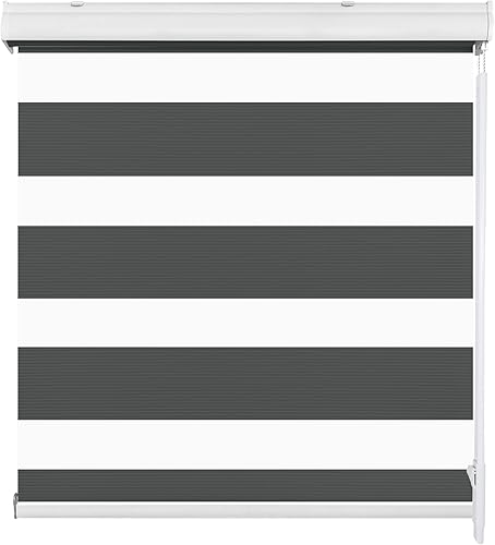 Miniatura 7 de Allbright - Estores de cebra para ventanas de casa, 20" x 64" negro, estores enrollables de doble capa, estores para oscurecer la habitación