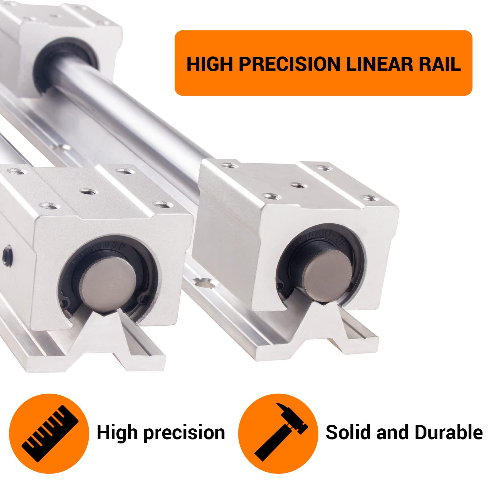 Linear Rail SBR12 1300mm 2PCS Linear Rail Guide with 4 PCS SBR12UU Square Type Carriage Bearing Blocks Linear Rails and Bearings Kit for DIY CNC Routers Lathes Mills Automated Machines — Amazon image 4