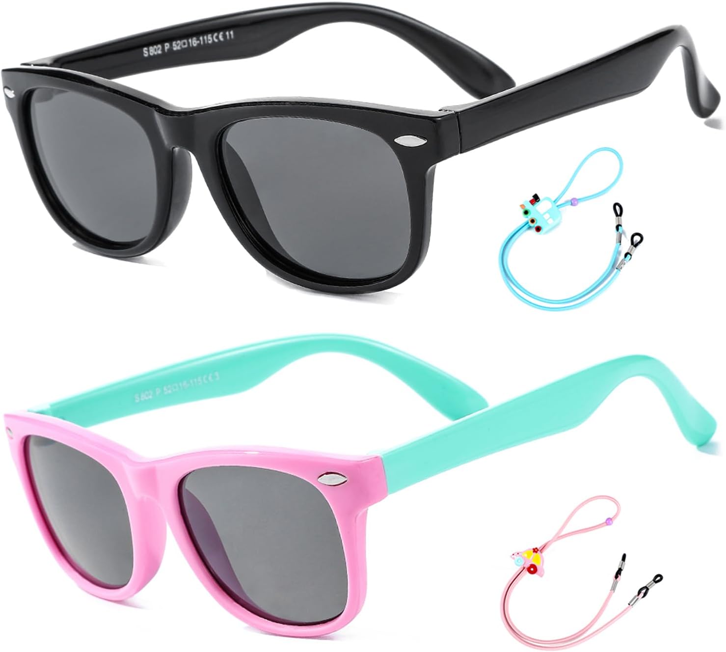 Flexible Kids Sunglasses Polarized Unbreakable Toddler Sun Glasses for Baby Boys and Girls UV400 with Case, Age 2-8