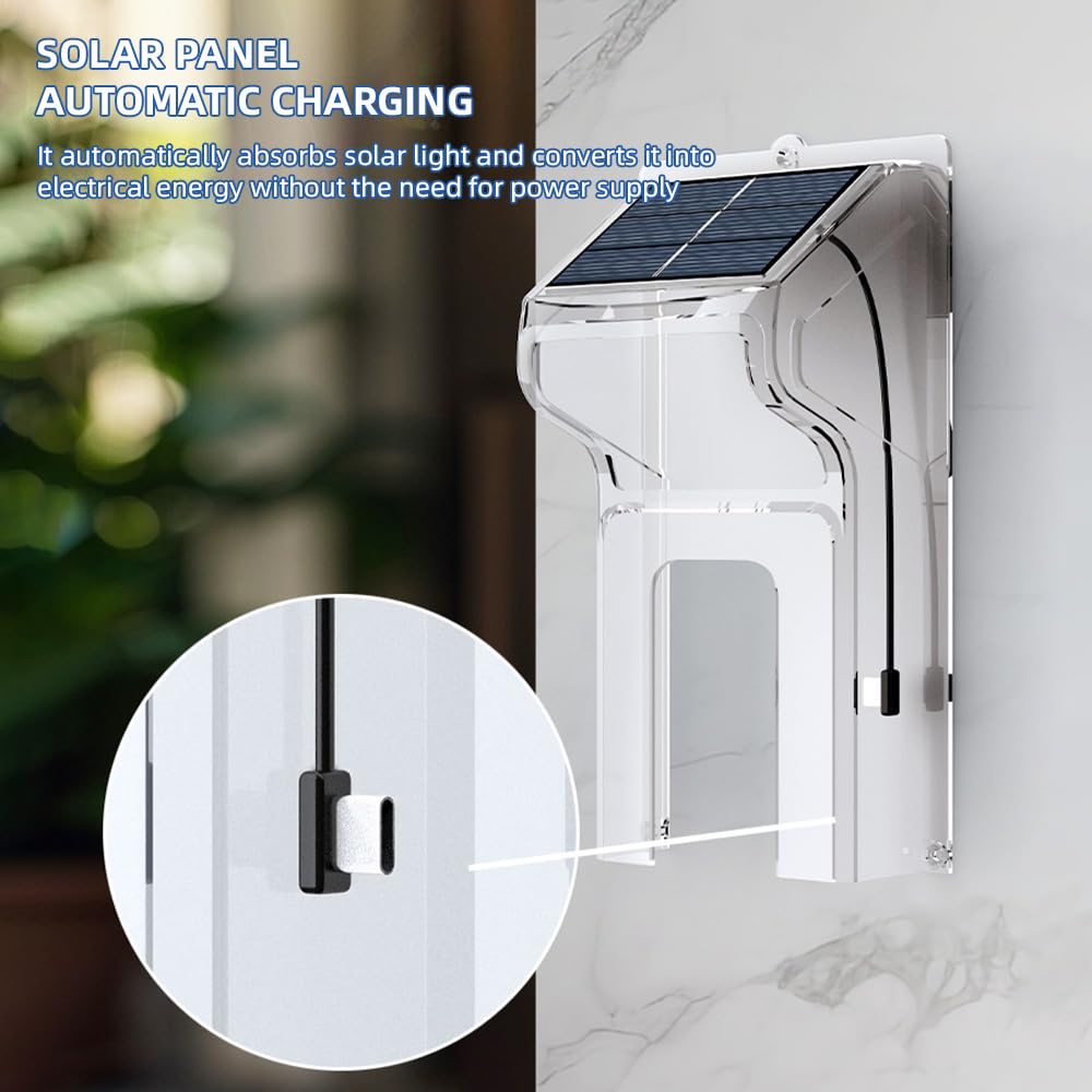 Doorbell Rain Cover With Solar Panel – Transparent Plastic Waterproof Protector For Ring & Standard Doorbells, Easy Install