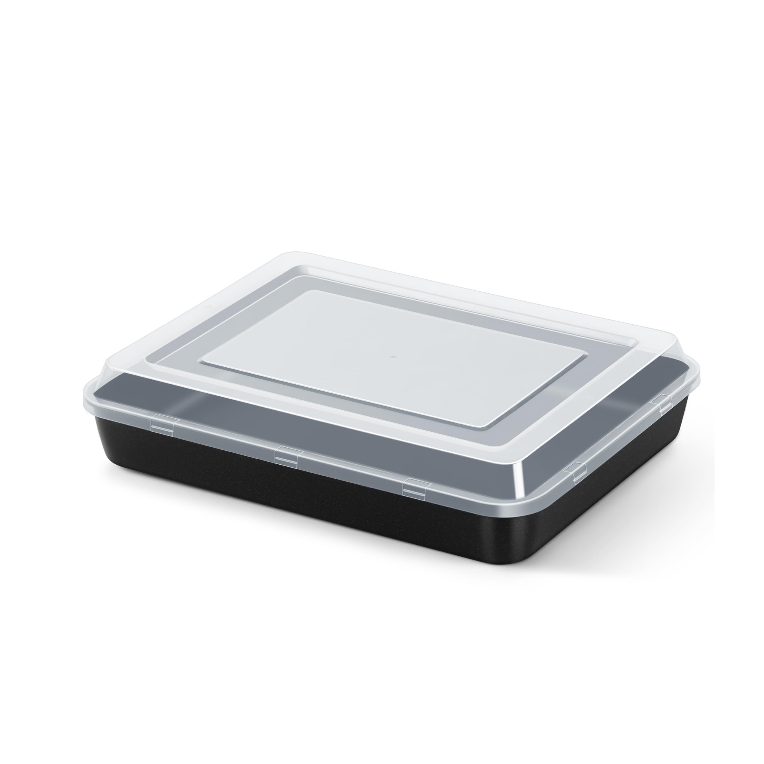 E-far Molde pequeño para hornear con tapa, molde rectangular de acero inoxidable antiadherente de 10.4 x 8 pulgadas con tapa para hornear brownies, lasaña, núcleo de acero inoxidable y revestimiento