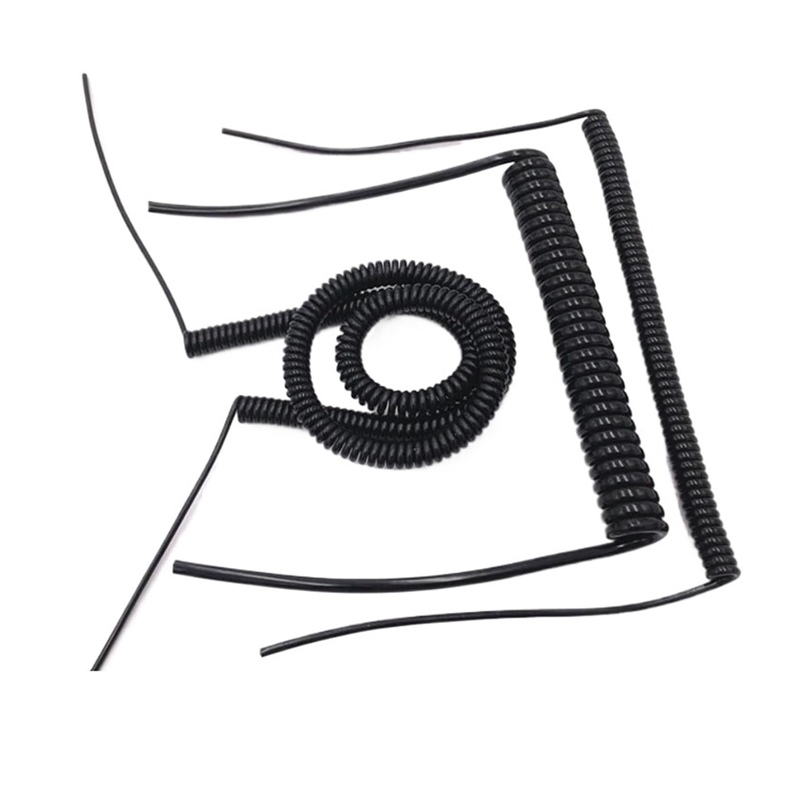6-adriges 0,2 mm² 24AWG Federteleskop-Spiralkabel, 0,5 m, 7. Schwarzes Netzkabel(2.5m)