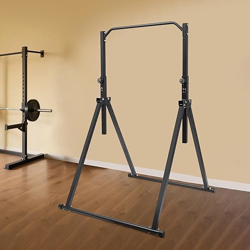Miniatura 8 de Triangular Pull Up Station, Foldable Power Tower Pull Up Bar Dip Station, Adjustable Height Multifunction Workout Stand for Home Gym Strength