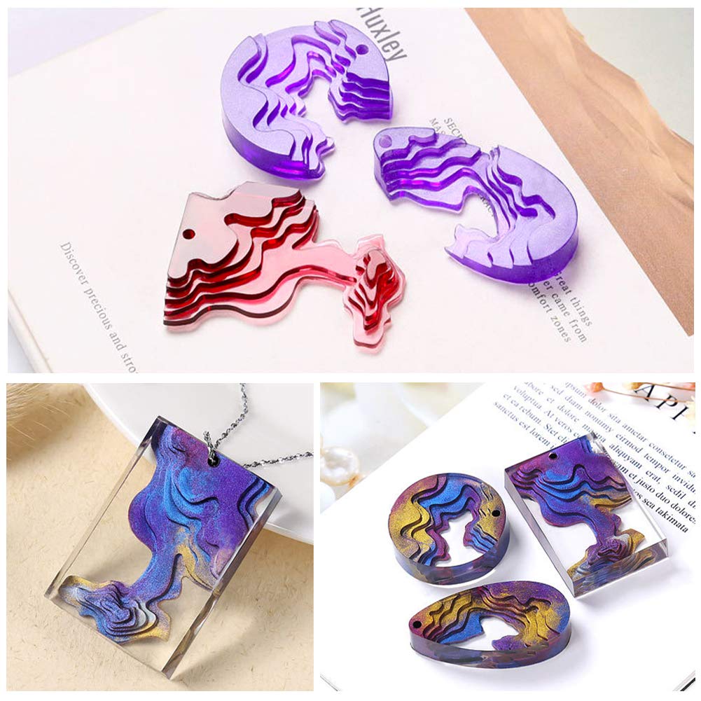3 Stks Eiland Hars Mallen Ocean Thema Siliconen Mallen Sieraden Mallen voor Epoxy Hars Hangers Ketting met Gaten, DIY Hars Giet Ambachten Set (Island Hars Molds
