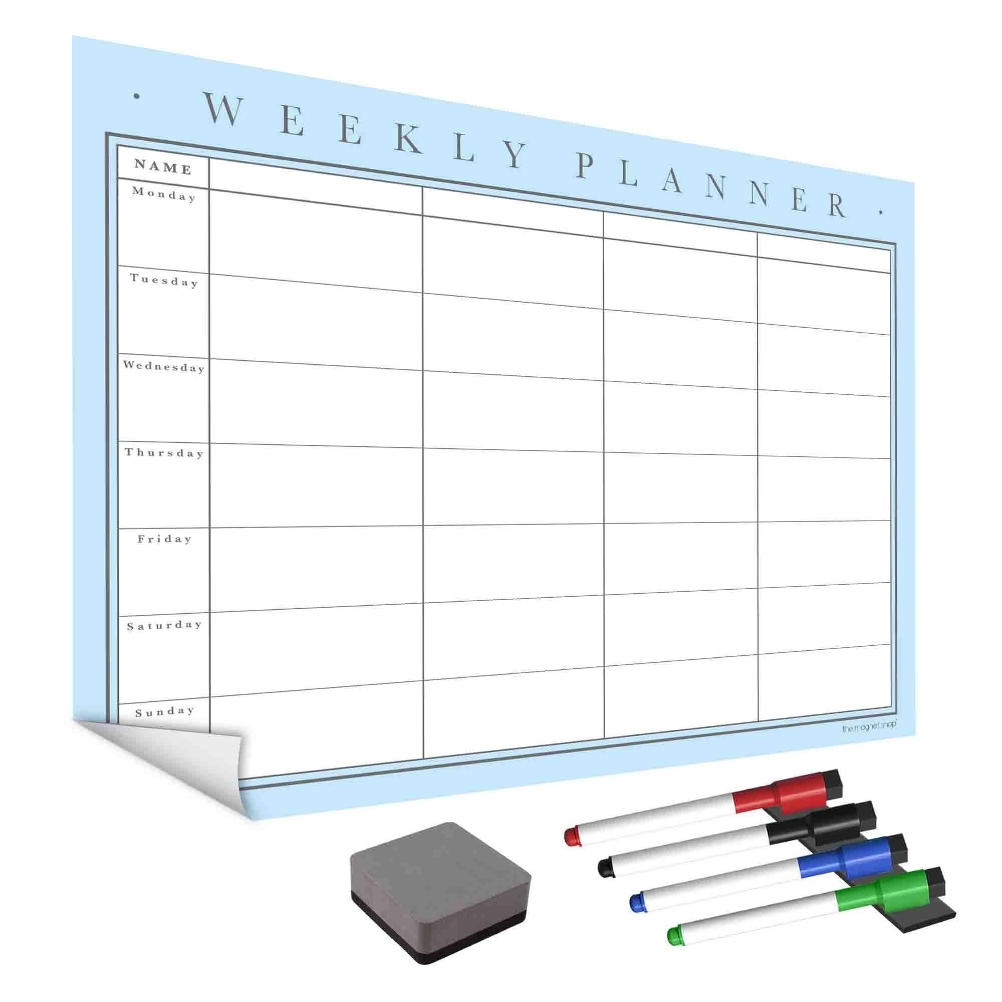 WallTAC A2 Weekly Planner Whiteboard Sticker for Wall | Made in the UK | Easy-to-Remove Dry Wipe Calendar with Reusable Adhesive | Family Meal Planner or to Do List for Home and Office [42 x 60cm] — image 1