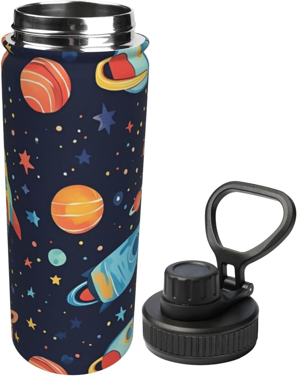 Space Cartoon Sports Water Bottles Stainless Steel 18OZ for Outdoor Sport Travel Gym
