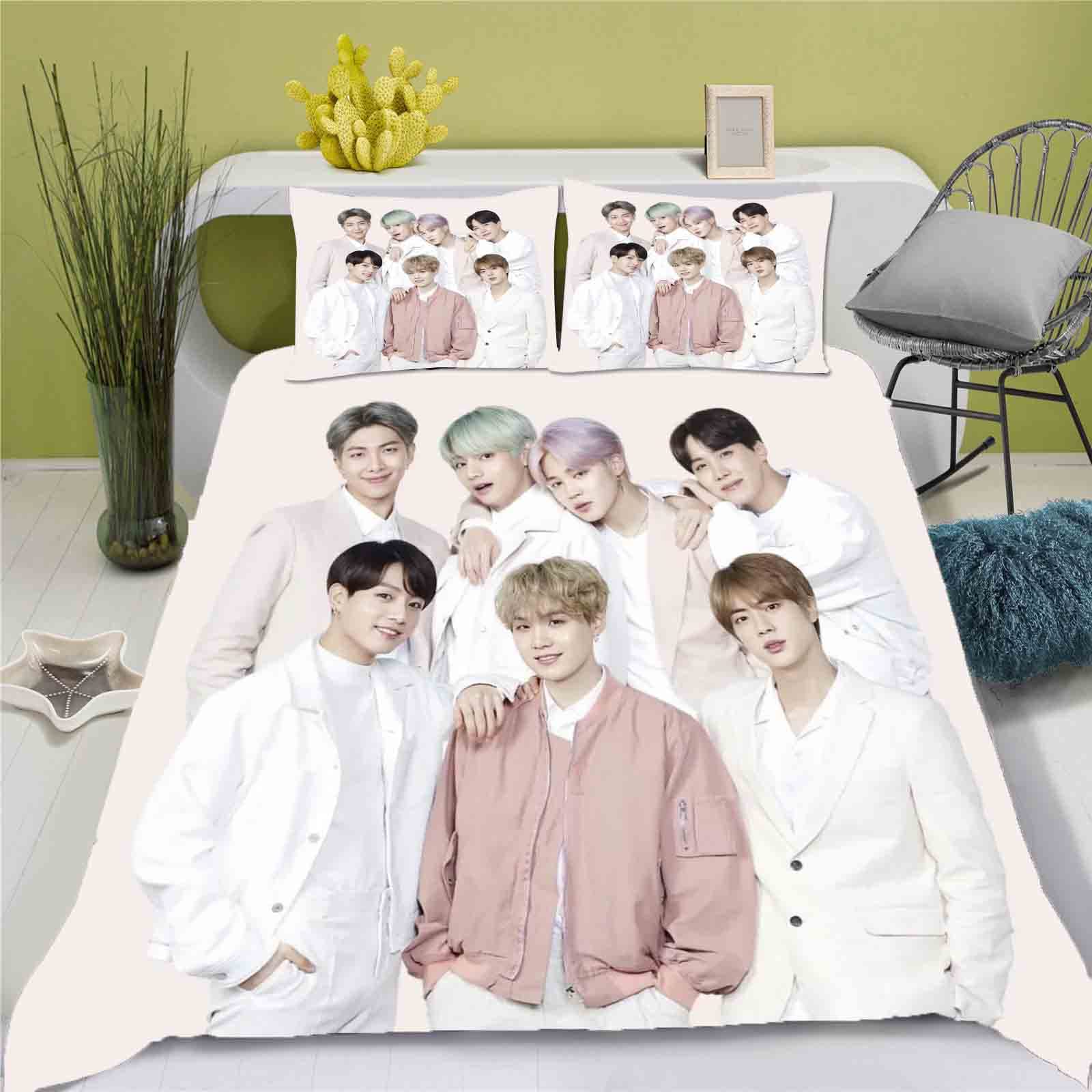 BTS Bangtan Boys Bedding Set, Children's Bedding 3D Digital Printing  Polyester, General for Adults and Children (2,single 135×200CM)