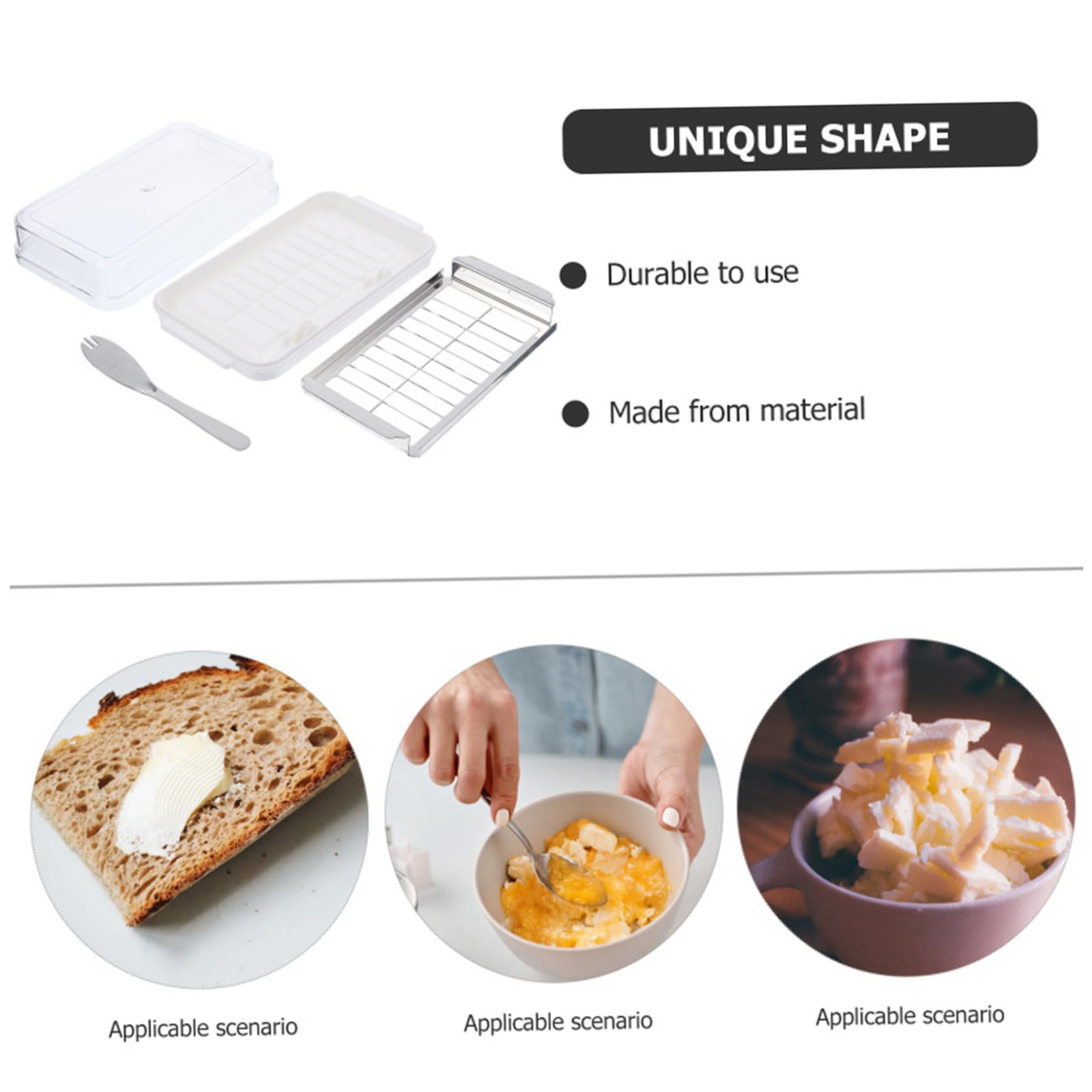 Beurrier En Plastique Avec Couvercle Et Trancheuse à Cutter, Récipient Coupe -beurre, Boîte De Rangement, Pour Une Coupe Facile à La Maison Et La Cuisine, 16,5 X 9 Cm (blanc