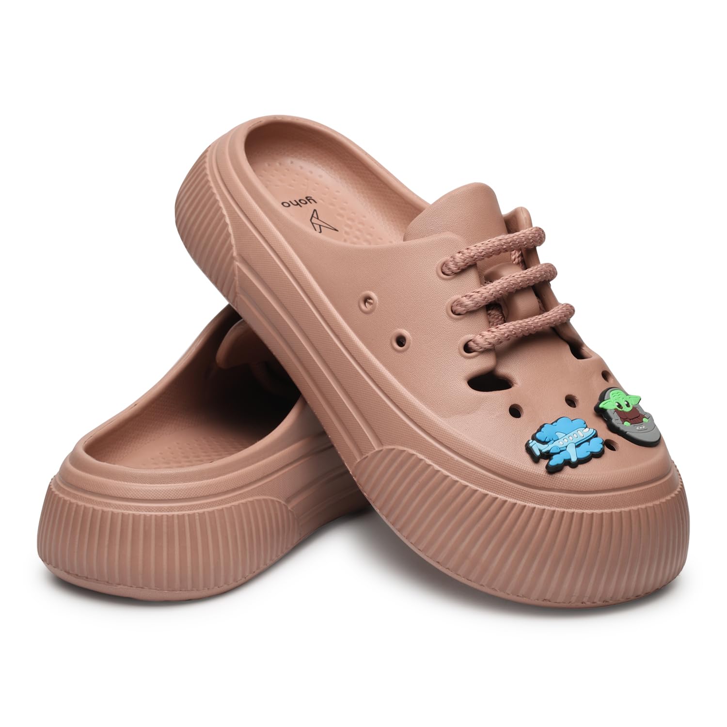 yoho Women Lace Up Clogs Sandals with Charms | Comfortable, Lightweight & Soft Shoes | Waterproof Monsoon Footwear & Rainy Slip ons for Girls | Wanderz CL-picture-46