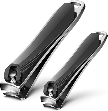 FERYES 2 Pack Nail Clippers - Sharp Nail Trimmers for Men Women Adult, Stainless Steel Fingernail & Toenail Clippers for Thick Nails