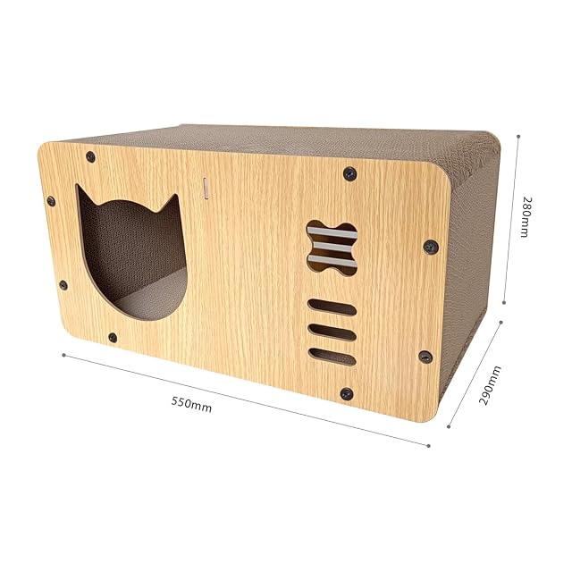 Foto 7 de 7 de Heikoeco Cueva para gatos con tabla rascadora, casa para gatos XXL, interior de cartón