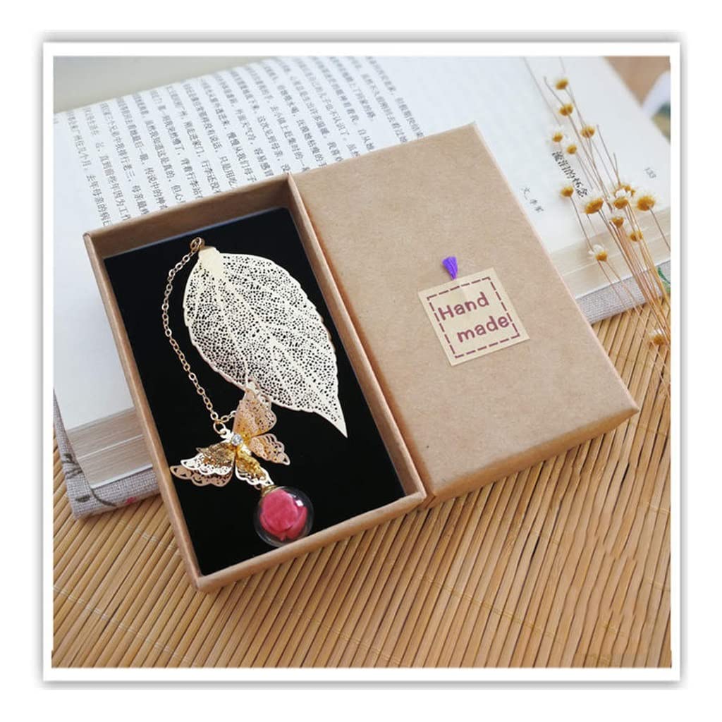 SUNESA Lesezeichen 1pc Metall kreatives Metallblatt Immortal Blume Lesezeichen Geschenk for Freunde Antiquitäten Metall Lesezeichen Stationerei Buch Markierungen (Color : G)