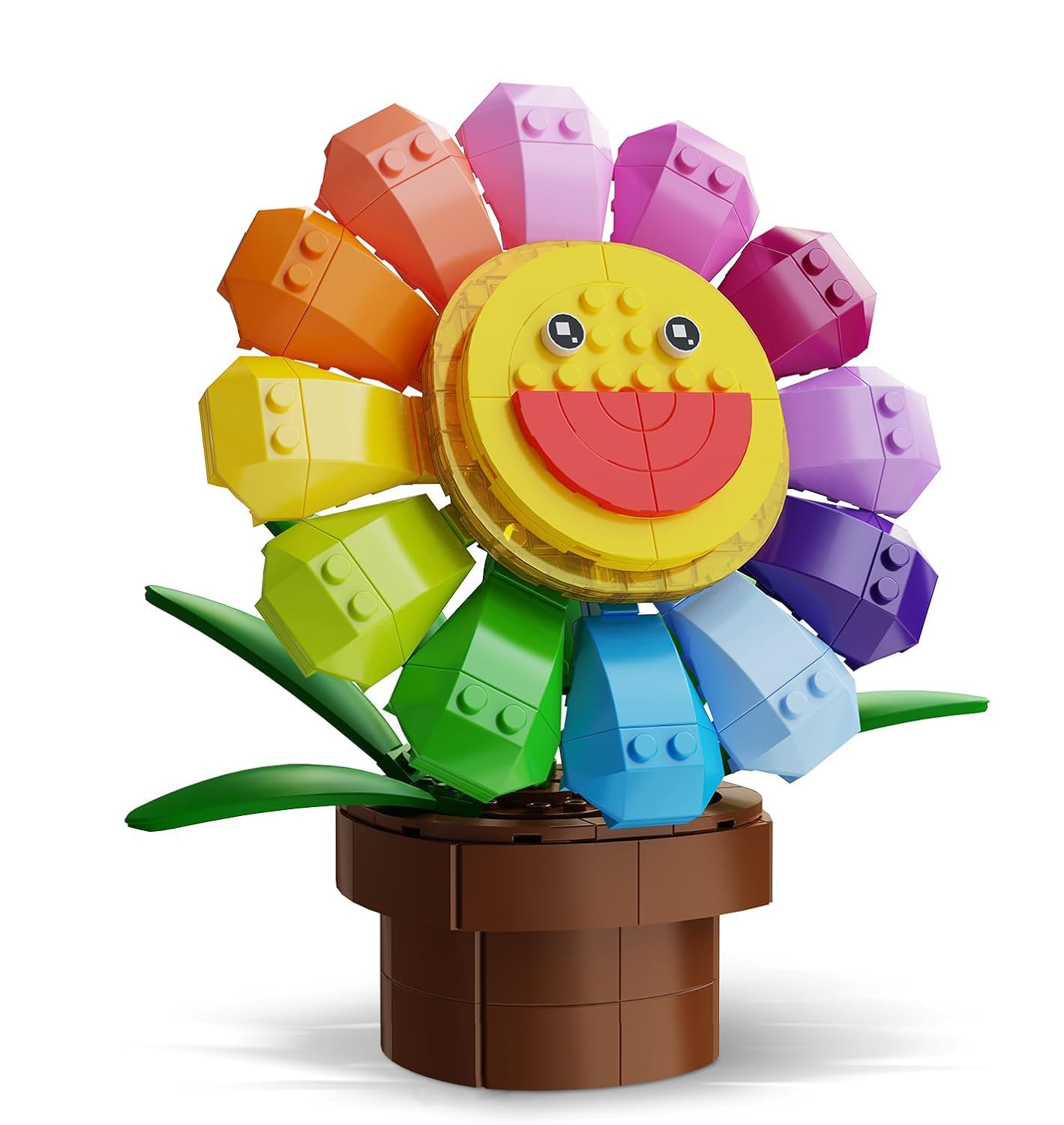 QLT Sunflower Flower Building Block (429 PCS+) with Replaceable Expression Faces - Compatible with Lego Idea Creative and Cute Toy Building Set for Kids Boys and Girls 6+