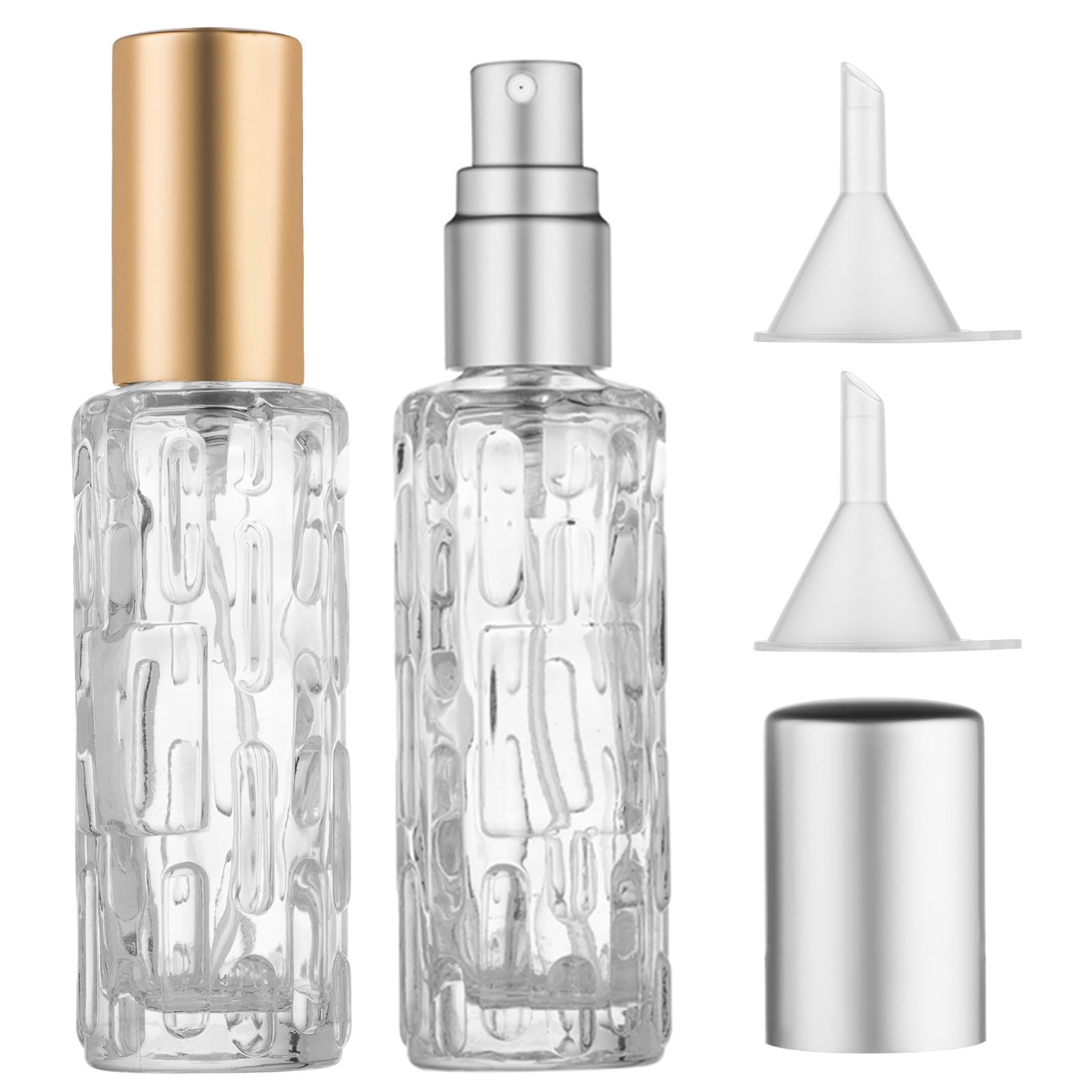 Zingso Gold + Silver Cocktail Atomizer Bitters Bottle Glass, 2 Pcs 15Ml Espresso Spray Bottle Coffee Bean Mister, Bitters Bottles For Cocktails Absinthe Vermouth Martini Atomizer Coffee Bean Spritzer