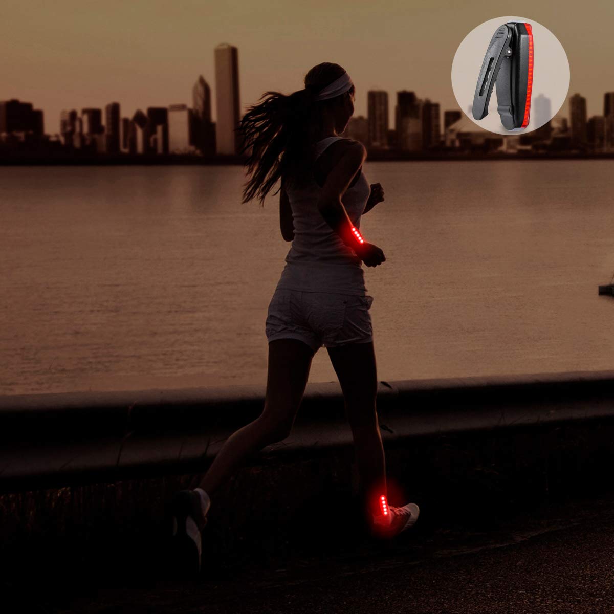FQQF USB Rechargeable LED Safety Lights (2 Pack) - Clip on Strobe Running Lights for Runners, Joggers,Walkers,Kids,Dogs,Bike Tail Lights - High Visibility Accessories for Reflective Gear (Red)