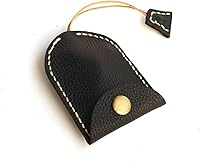 Vista 13 de Funda de cuero hecha a mano con cordón para llaves ovalada con cierre de botón a presión seguro para llaves de coche, llaves de casa Marrón