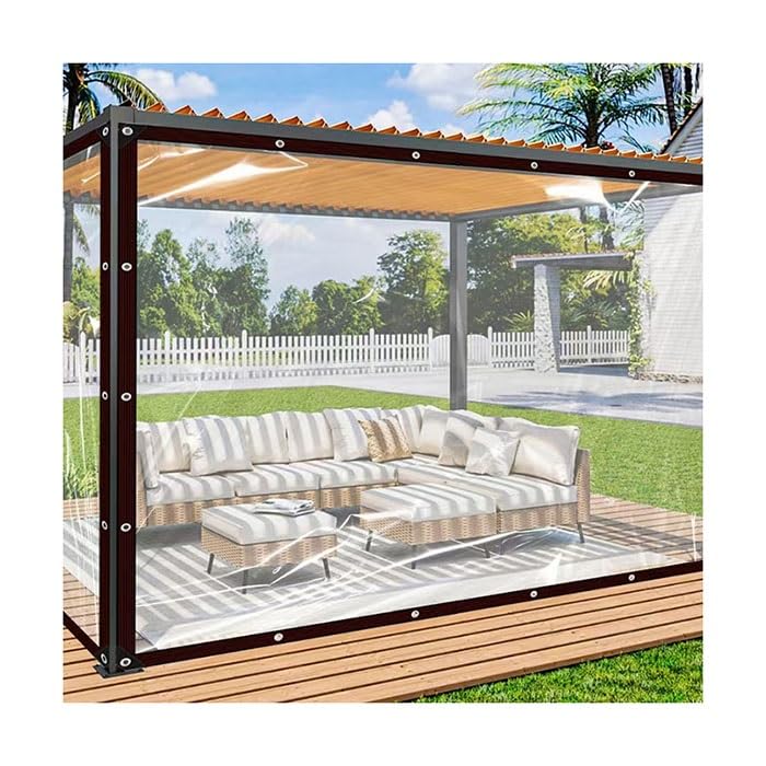 Telone trasparente migliorato, molto resistente, impermeabile, protezione antipioggia, tenda in PE con occhielli per tenda da sole esterna, gazebo(1 x 1 m)