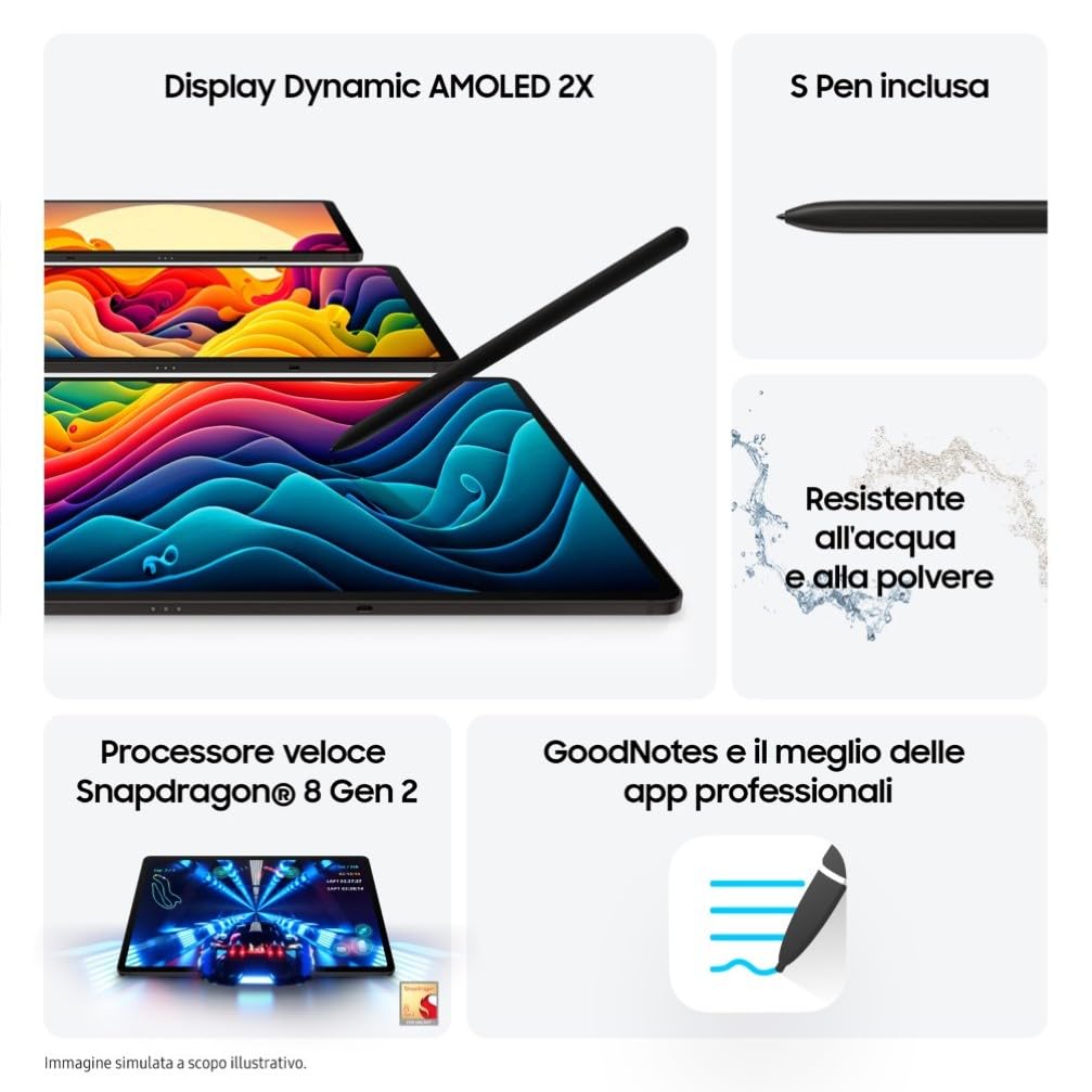 Samsung Galaxy Galaxy Tab S9 Ultra Tablet Android 5G RAM 12GB 256GB SSD [Versione italiana] 2023 + Battery Pack
