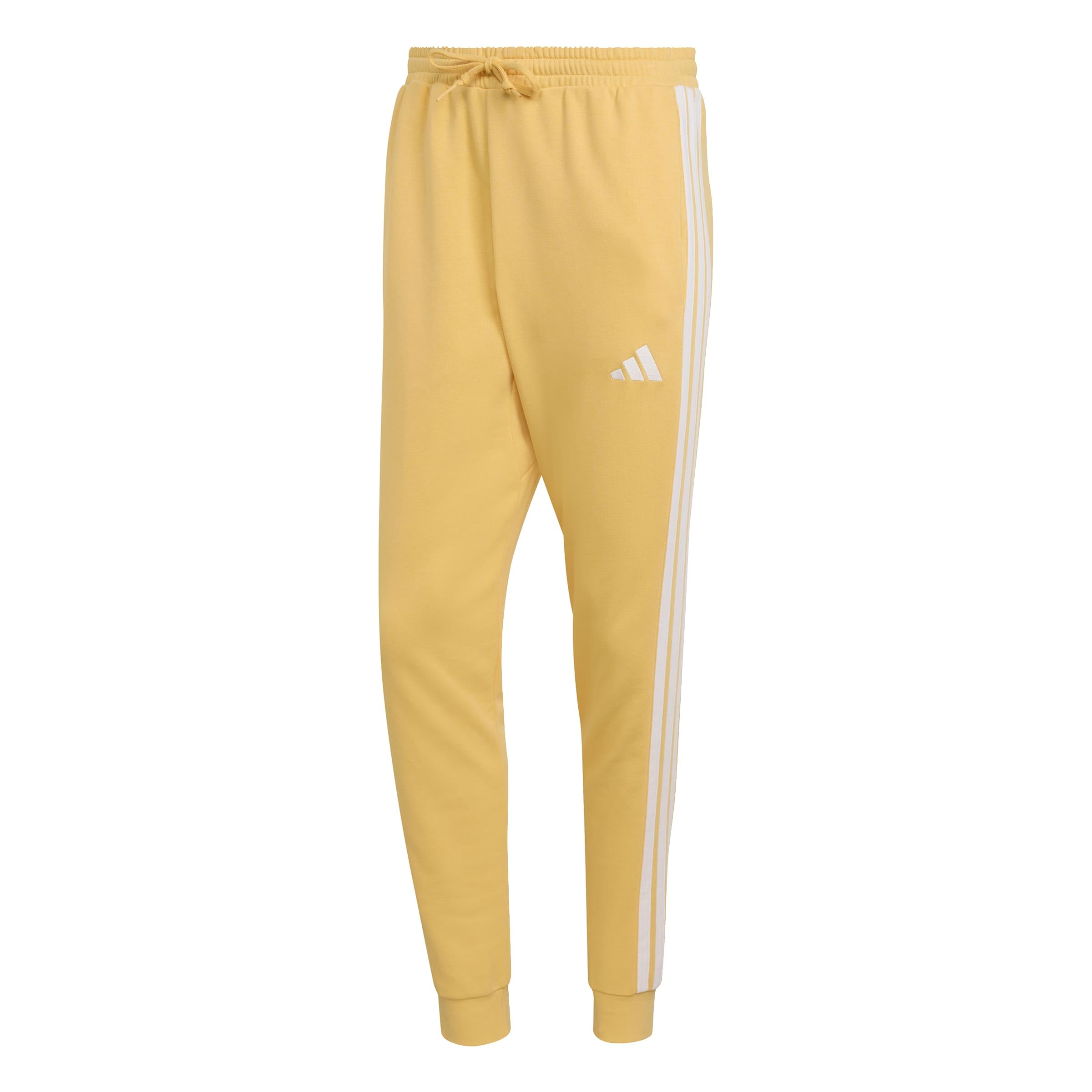 adidas Men's Essential Three Stripes French Terry Pant, Semi Ice Tangerine/White, XXL Tall