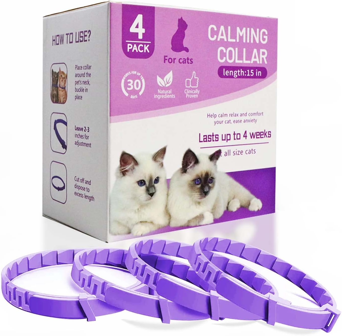 4 Pack Calming Collar for Cats and Kittens Pheromone