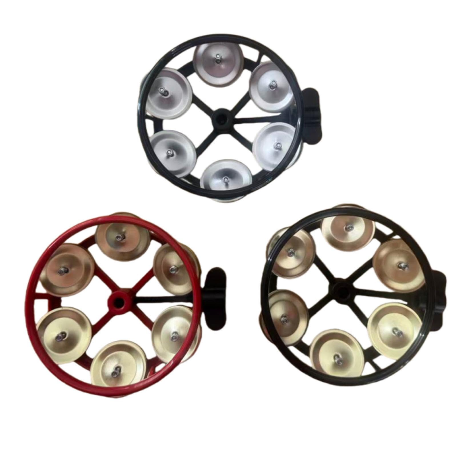 Oshhni Pandereta Hi Hat montable con de fila, accesorios de percusión compactos, piezas de musical, campana para escenarios, fiestas, KTV, Oro Rojo