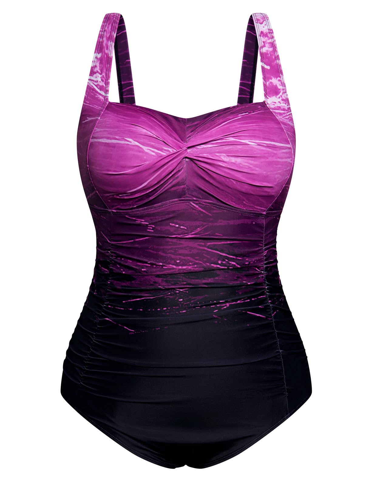 Hanna Nikole Women Plus Size One Piece Swimsuits Tummy Control Bathing Suit Twist Front Ruched Push Up Swimwear