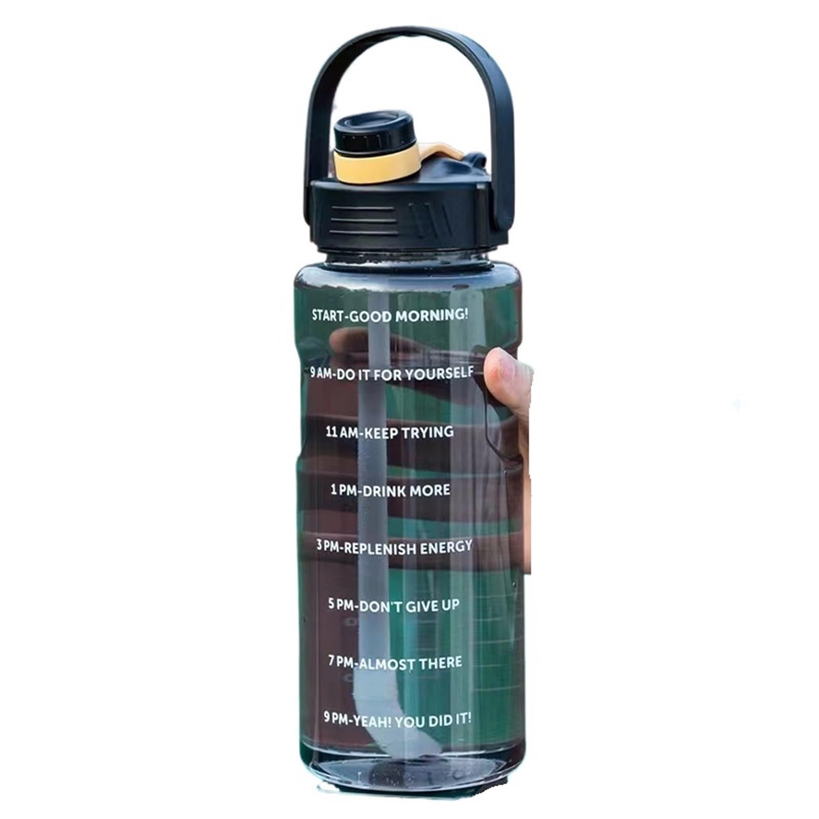 Trinkflasche sport Großer, auslaufsicherer Plastikbecher (1,5 l/2 l/3 l) mit Strohhalm und Zeitmarkierung for Zuhause Outdoor-Sportarten für den Außenbereich(3.0L,Black)
